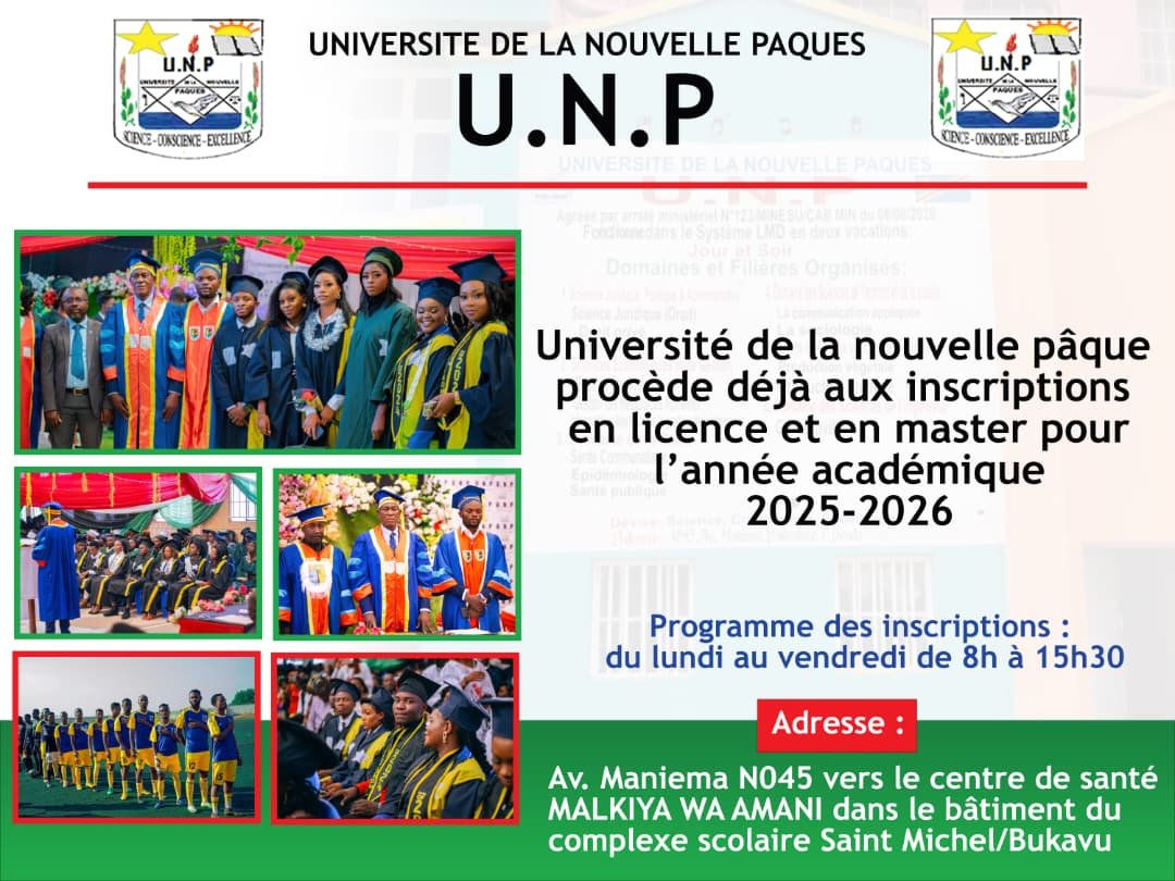 INSCRIPTION EN MASTER ET LMD A L'UNIVERSITÉ DE LA NOUVELLE PAQUES 2025-2026.